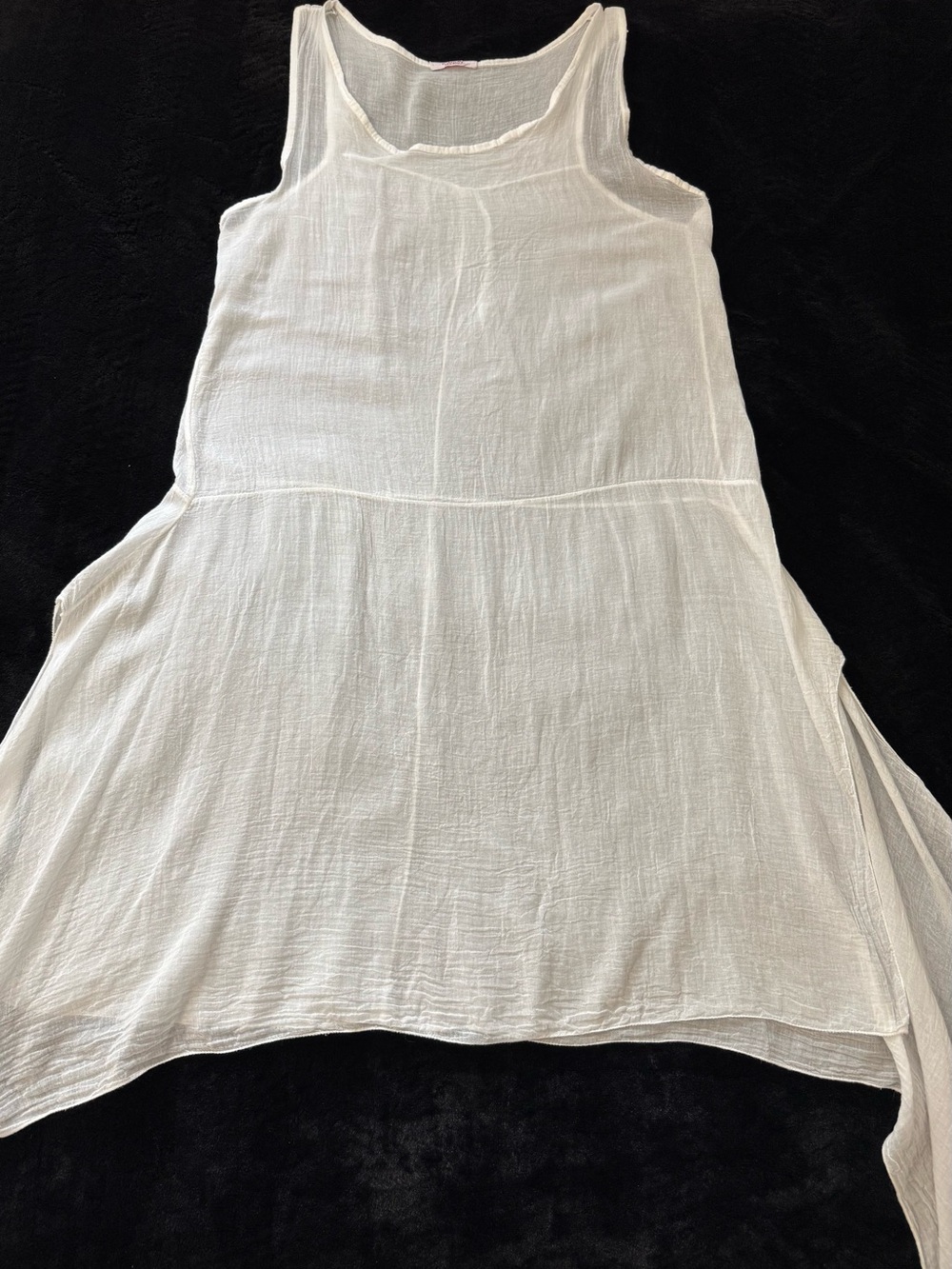 Scandal Womens Cotton Sleeveless Lagenlook Tunic Dress Apron White Side Splits M